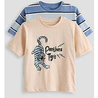 The Very Collection Boys 2 Pack Tiger Stripe T-Shirts - Blue