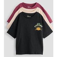 The Very Collection Boys 3 Pack Back Graphic Explore Short Sleeve T-Shirts - Multi
