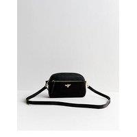 New Look Black Faux Leather Bee Camera Crossbody Bag