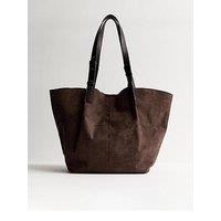 New Look Faux Suede Shopper Tote Bag - Brown