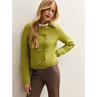 New Look Double Breasted Collared Cardigan - Green