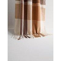 New Look Brown Checked Fringed Scarf