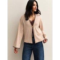 New Look Soft Touch Single Button Cardigan - Brown