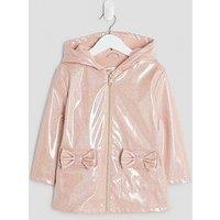 River Island Mini Girls Glitter Rainmac Coat - Pink