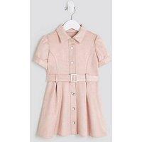 River Island Mini Girls Suedette Belt Dress - Pink
