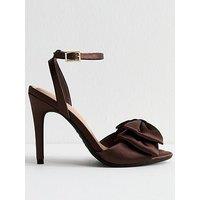 New Look Brown Satin Bow Front Stiletto Sandals