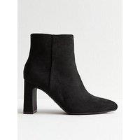 New Look Faux Suede Almond Toe Ankle Boots - Black