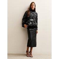 New Look Dark Grey Animal Knit Jumper