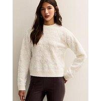 New Look Cream Sequin Flower Crew Neck Jumper