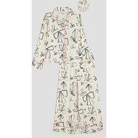 River Island Older Girls Bow Monochrome Pyjama Set - White