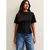 New Look Stretch Jersey Ponte Fitted T-Shirt - Black