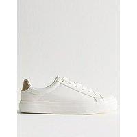 New Look Faux Leather Contrast Heel Tab Trainers - White