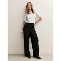 New Look Textured Jersey Wide Leg Trousers - Black