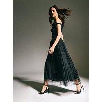 New Look Black Sequin Tulle Midi Skirt
