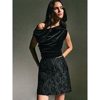 New Look Floral Jacquard Sparkle Mini Skirt - Black
