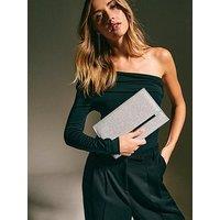 New Look Silver Metallic Bar Sparkly Texture Clutch