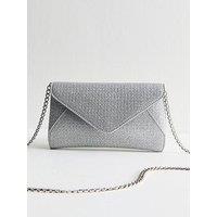 New Look Silver Diamante Embellished Envelope Clutch