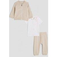 River Island Baby Boys 3 Piece Bomber Jacket Set - Beige