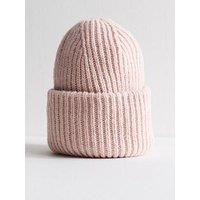 New Look Pink Ribbed Knit Beanie