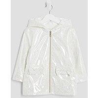 River Island Mini Mini Girls Glitter Rainmac Coat - White