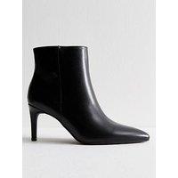 New Look Black Faux Leather Point Toe Ankle Boots