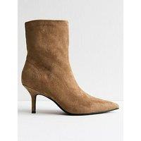 New Look Camel Faux Suede Pointed Toe Sock Boots