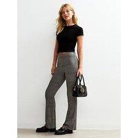 New Look Checked Flared Trousers - Grey
