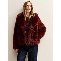 New Look Faux Fur Coat - Dark Burgundy