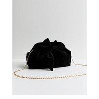 New Look Bow Velvet Slouch Clutch - Black