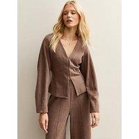 New Look Soft Touch V Neck Cardigan - Brown