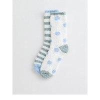 New Look Green Pack Of 2 Spot And Stripe Textured Socks