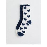New Look Blue Pack Of 2 Heart Pattern Textured Socks