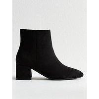 New Look Wide Fit Faux Suede Block Heel Ankle Boots - Black