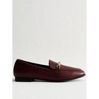 New Look Wide Fit Dark Burgundy Faux Leather Chain Trim Loafers