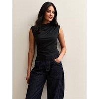 New Look Black Ruched Jersey Tank Top