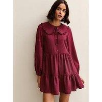 New Look Collared Long Sleeve Mini Dress - Red