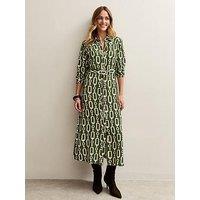 New Look Green Graphic Print Midi Shirt Dress