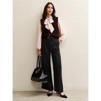 New Look Belted Wide Leg Tailored Trousers - Black