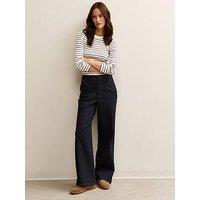 New Look Seam Front Wide Leg Jeans - Blue