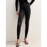 New Look Hallie Disco Ripped Skinny Jeans - Black
