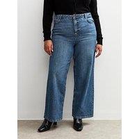 New Look Curves Blue Adalae High Waist Wide Leg Jeans