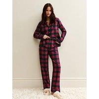 New Look Woven Check Pattern Revere Collar Pyjama Set - Red