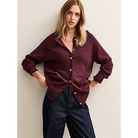 New Look Burgundy Longline Crew Neck Cardigan - Red