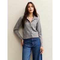New Look Midweight Knit Collared Cardigan - Grey