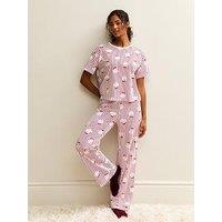 New Look Red Christmas Santa Print Striped Pyjama Set