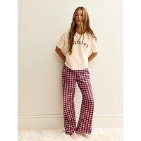 New Look Burgundy Check Pyjama Trousers.