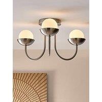 The Very Collection 3 Light Semi Flush Retro Globe - Brushed Nickel