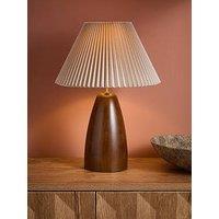 The Very Collection Walnut Table Lamp With Pleated Shade
