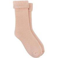 Totes Toasties Ladies Brushed Thermal Bed Socks - Dusky Pink