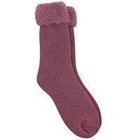Totes Toasties Ladies Brushed Thermal Bed Socks - Berry